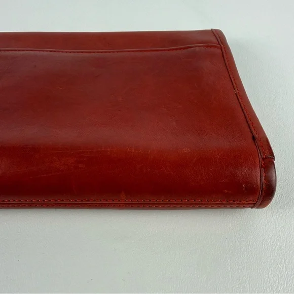 Vintage Coach Red Leather Envelope Clutch / Wallet — Bold Color Statement Piece - Picture 6 of 16